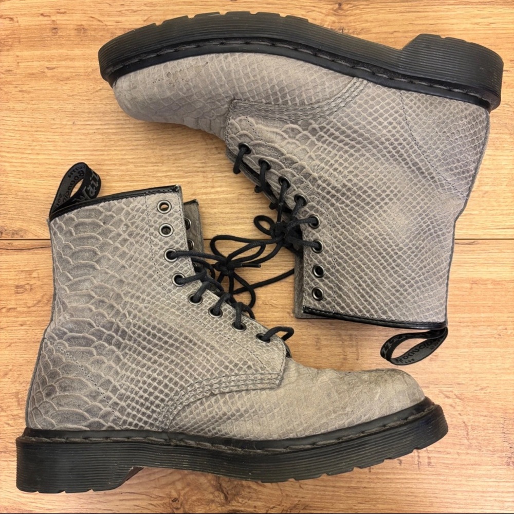 Dr. Martens Snake Print Combat Boots